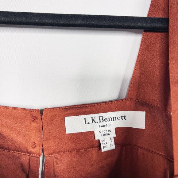 LK Bennett Silk Sally Sleeveless Blouse Tank Top US 4 Cinnamon Rust Orange - Picture 9 of 10
